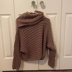 Brown cozy knit turtleneck sweater